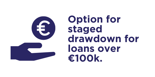 Option for stage drawdown for loans over €100k.