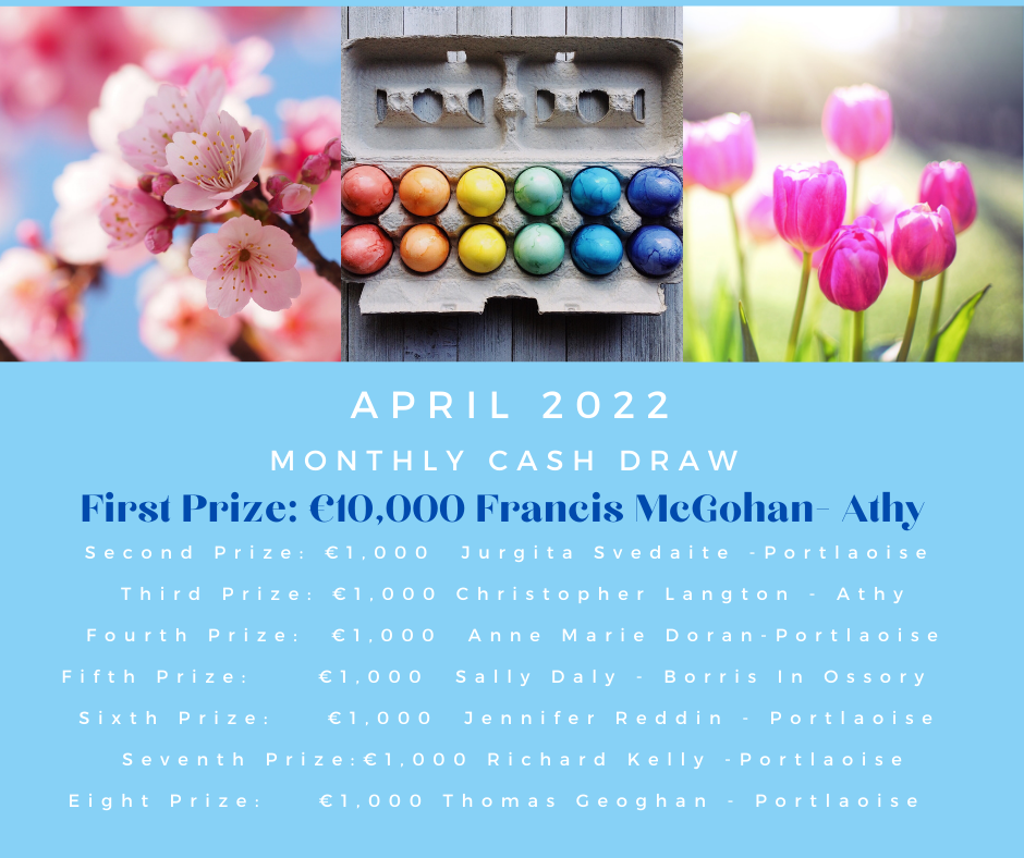 April 2022 Cash Draw Winners