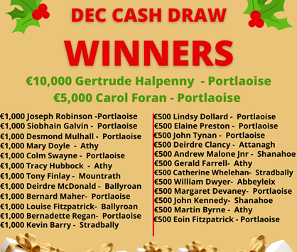 December Bumper Cash Draw Winners!