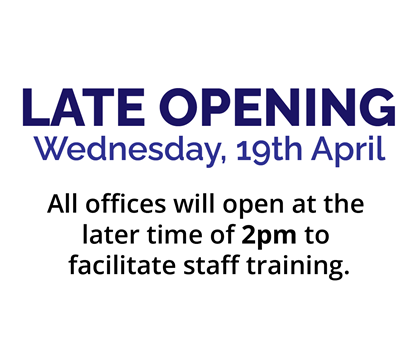 Late Opening on Wednesday 19th April